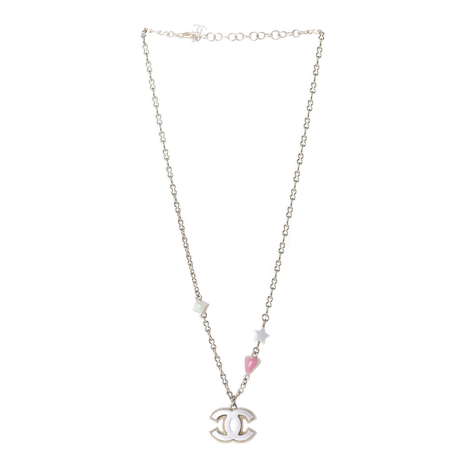 Chanel Resin Pearl Beaded CC Short Necklace Green White Pink 3 of 7