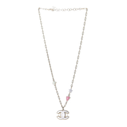 Chanel Resin Pearl Beaded CC Short Necklace Green White Pink 3 of 7