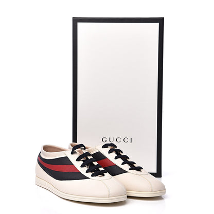 Gucci Calfskin Mens Web Falacer Sneakers 7 White Blue 10 of 10