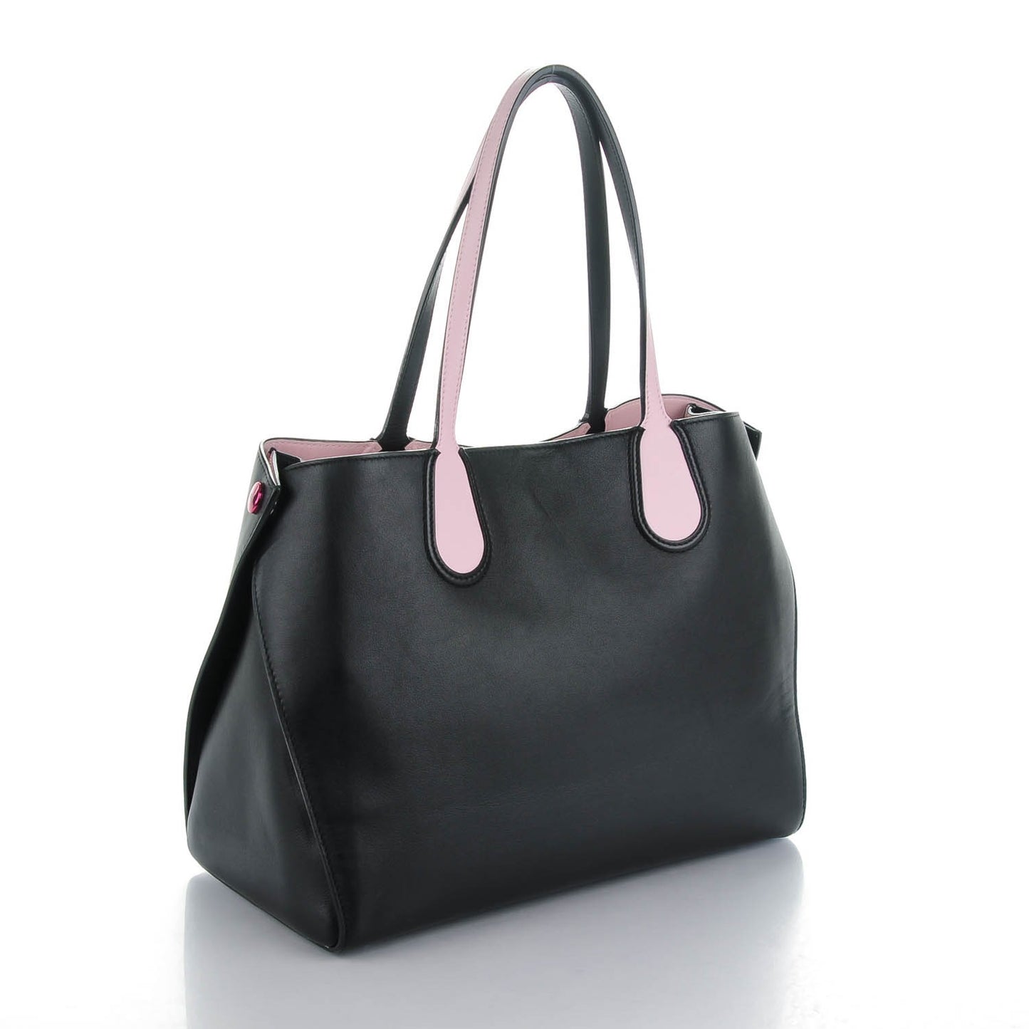 Calfskin Small Addict Shopping Tote Black Pink