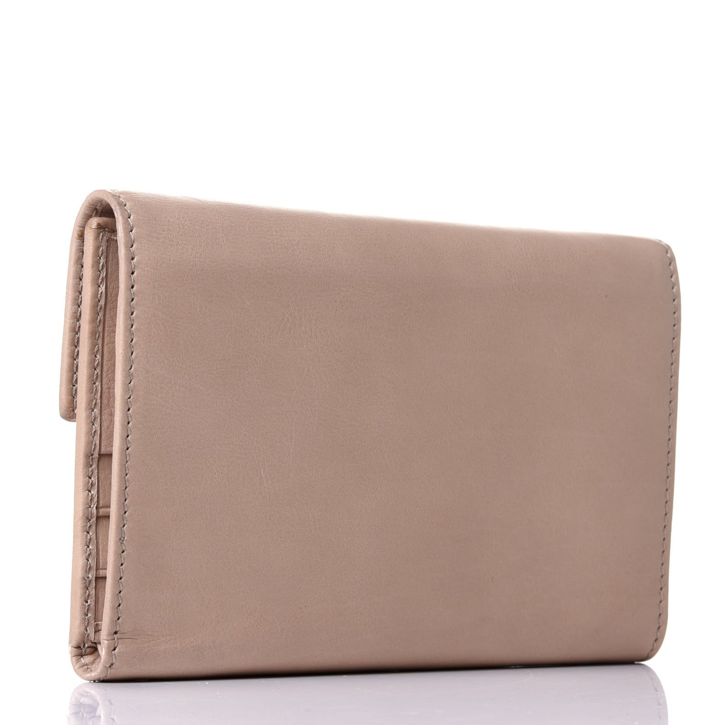 Calfskin Continental Flap Wallet Beige
