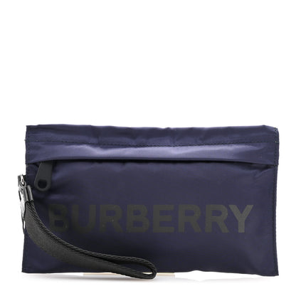 Burberry Nylon Vintage Check Print Logo Wristlet Navy 1 of 9