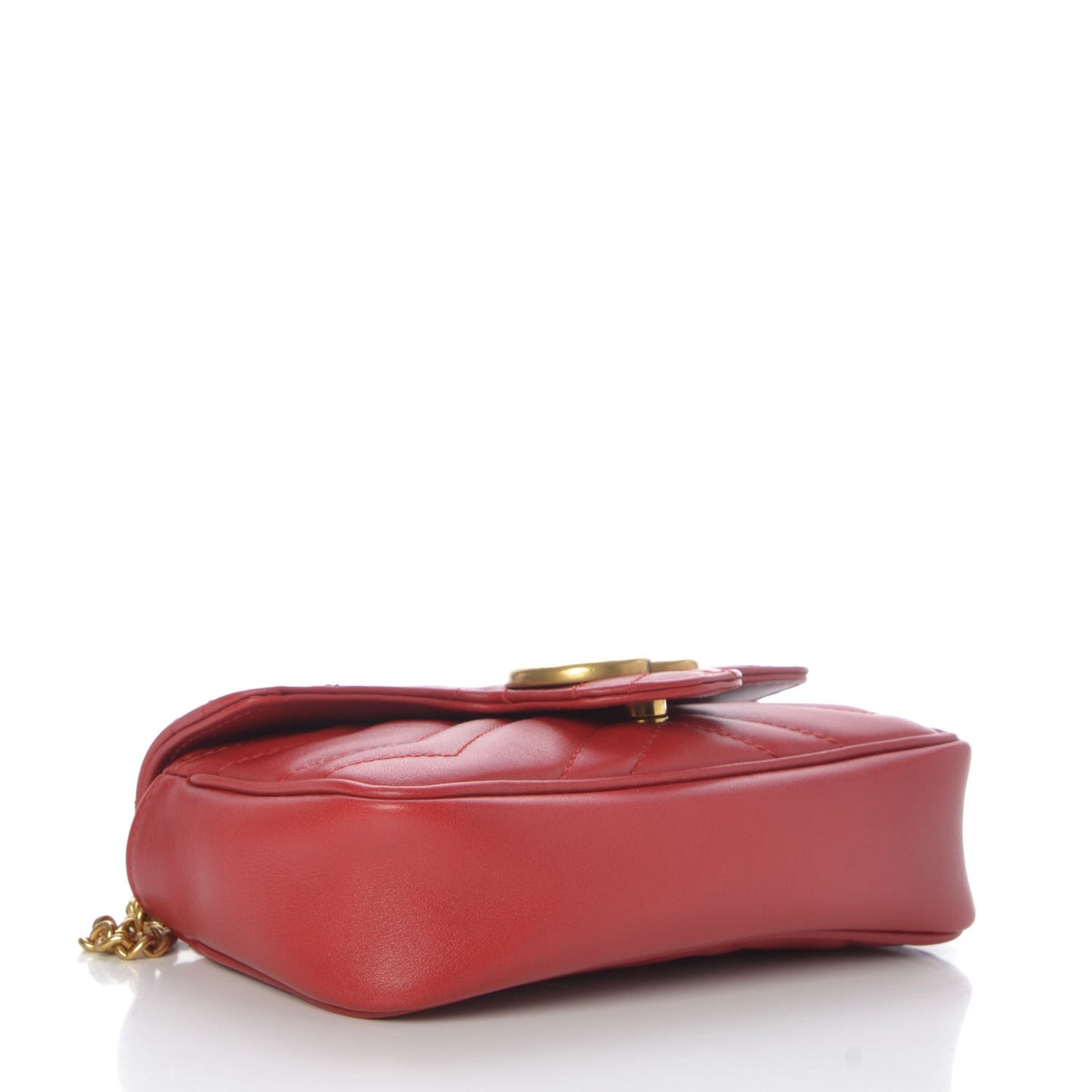 Calfskin Matelasse Super Mini GG Marmont Shoulder Bag Hibiscus Red