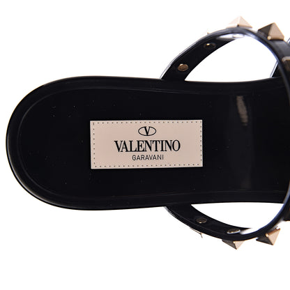 Valentino Garavani PVC Jelly Rockstud Caged Flat Thong Sandals 38 Black 6 of 9