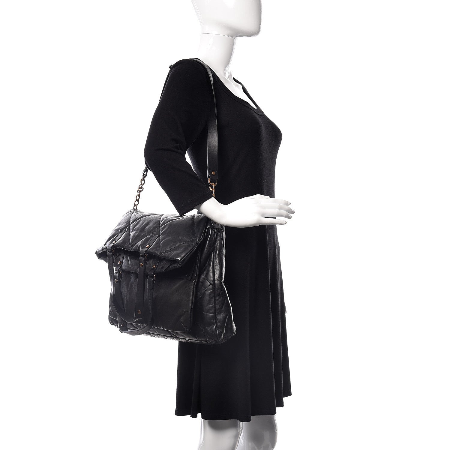 Lanvin Calfskin Quilted Dear Danae Shoulder Bag Black 2 of 8