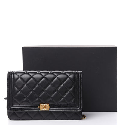 Chanel Lambskin Quilted Boy Wallet On Chain WOC Black 13 of 13