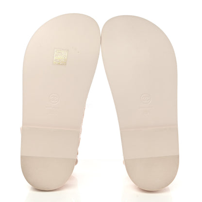 Chanel Calfskin Printed Velcro Dad Sandals 35.5 Pink 5 of 9