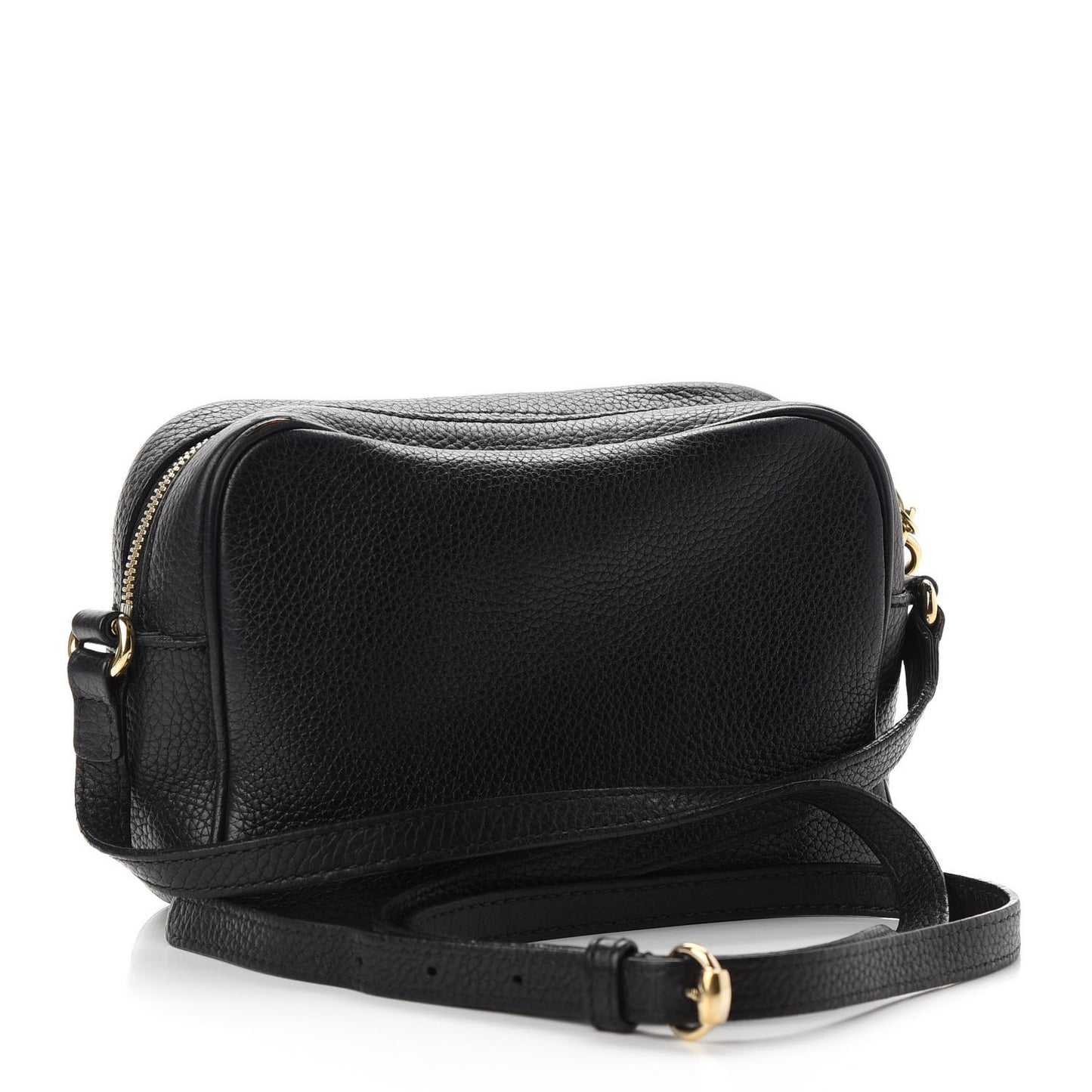 Pebbled Calfskin Small Soho Disco Bag Black