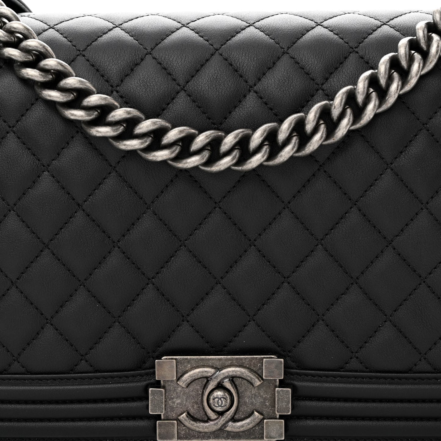 Calfskin Quilted New Medium Boy Flap Black