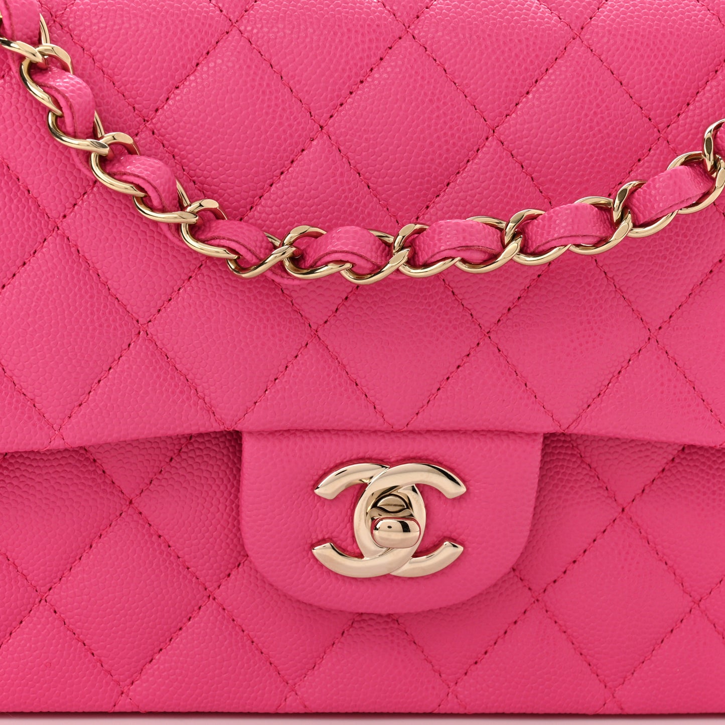 Caviar Quilted Medium Double Flap Rose