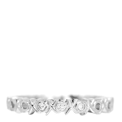 Tiffany 18K White Gold Diamond Paloma Picasso Graffiti Narrow Love and Kisses Ring 56 7.5 1 of 4