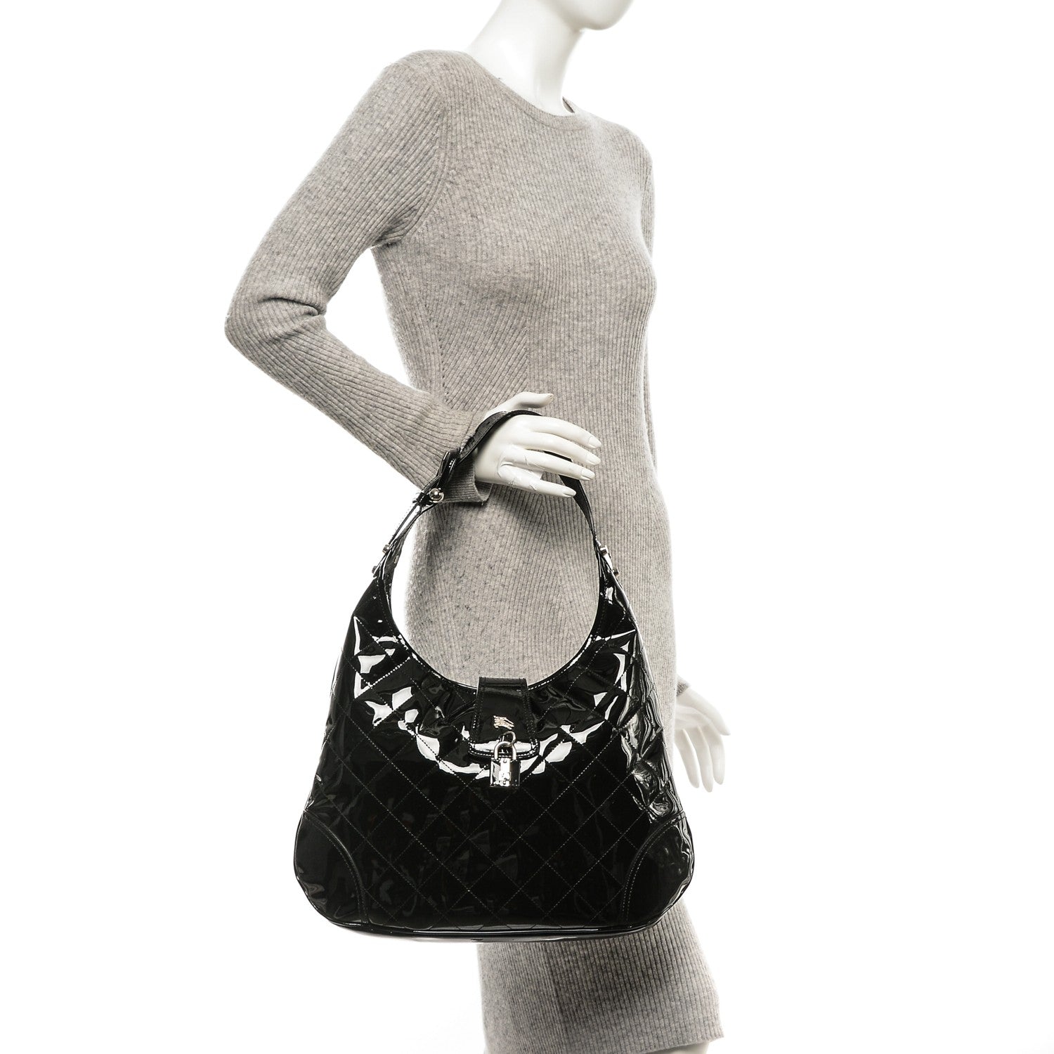 Burberry Patent Quilted Brook Hobo Black 2 of 7
