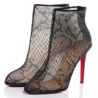 Christian Louboutin Crepe Satin Paola Lace Ankle Boots 100 Size 40 3 of 7