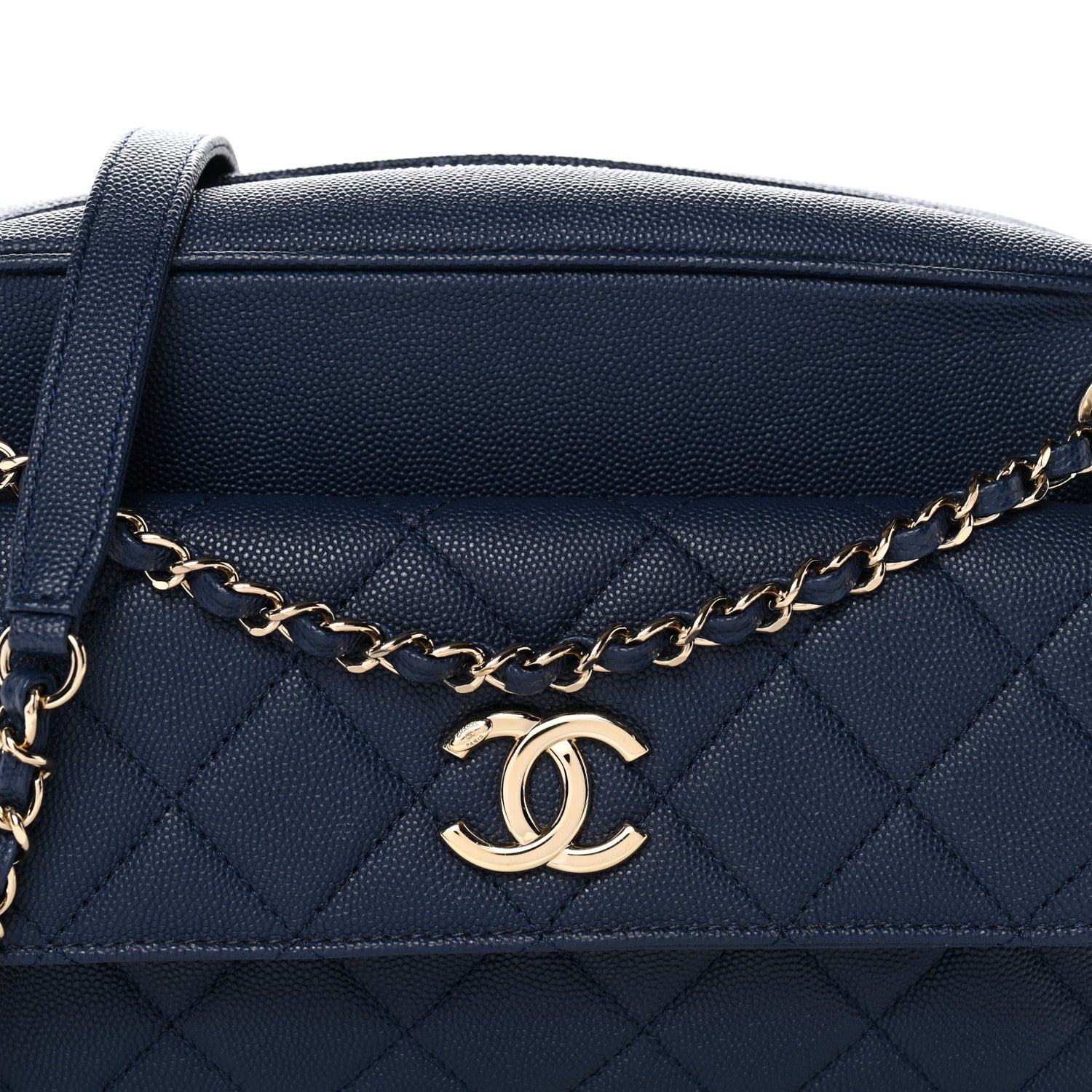 Chanel Caviar Quilted Large In & Out Camera Case Navy 10 of 12