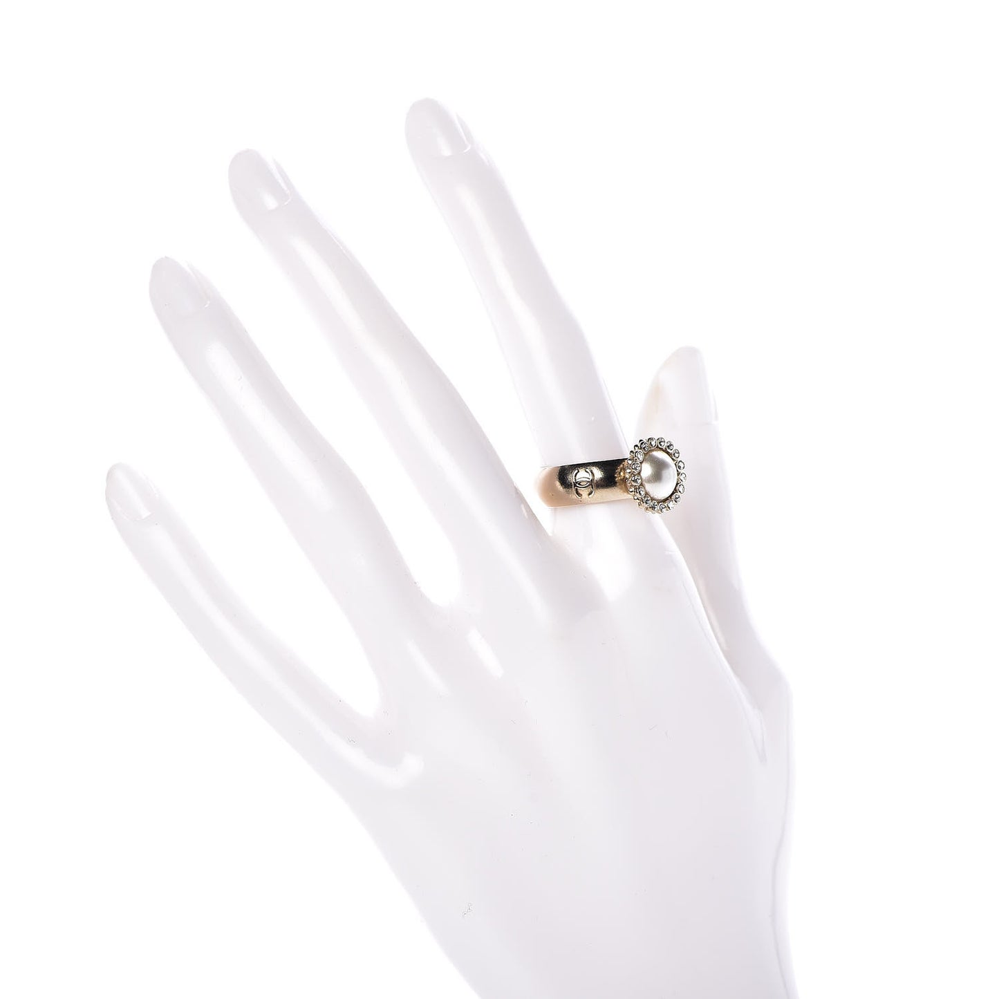 Pearl Crystal CC Ring 53 6.25 Gold Pearly White