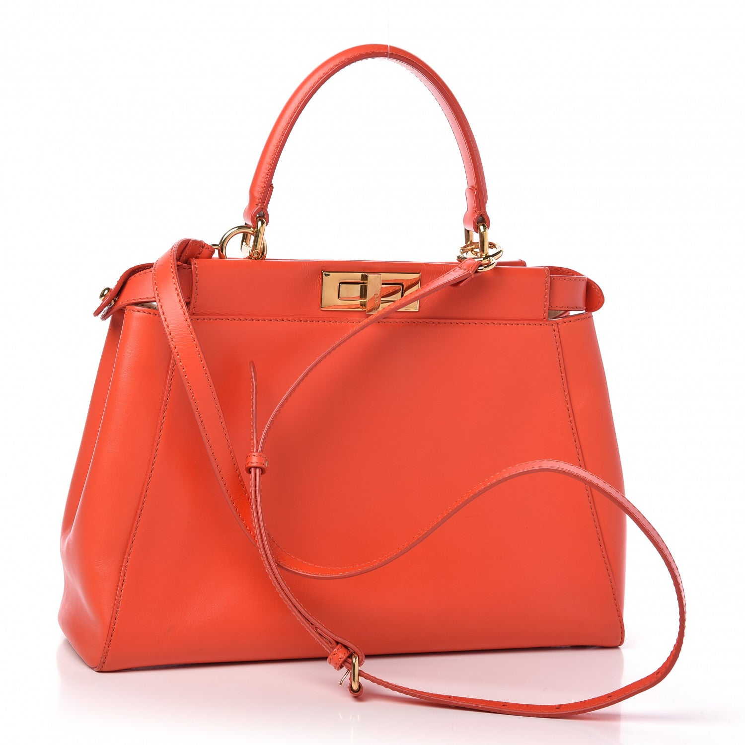 Fendi Vitello Morgan Shiny Nappa Medium Peekaboo Iconic Satchel Papavero 3 of 8