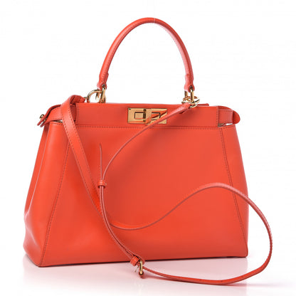 Fendi Vitello Morgan Shiny Nappa Medium Peekaboo Iconic Satchel Papavero 3 of 8