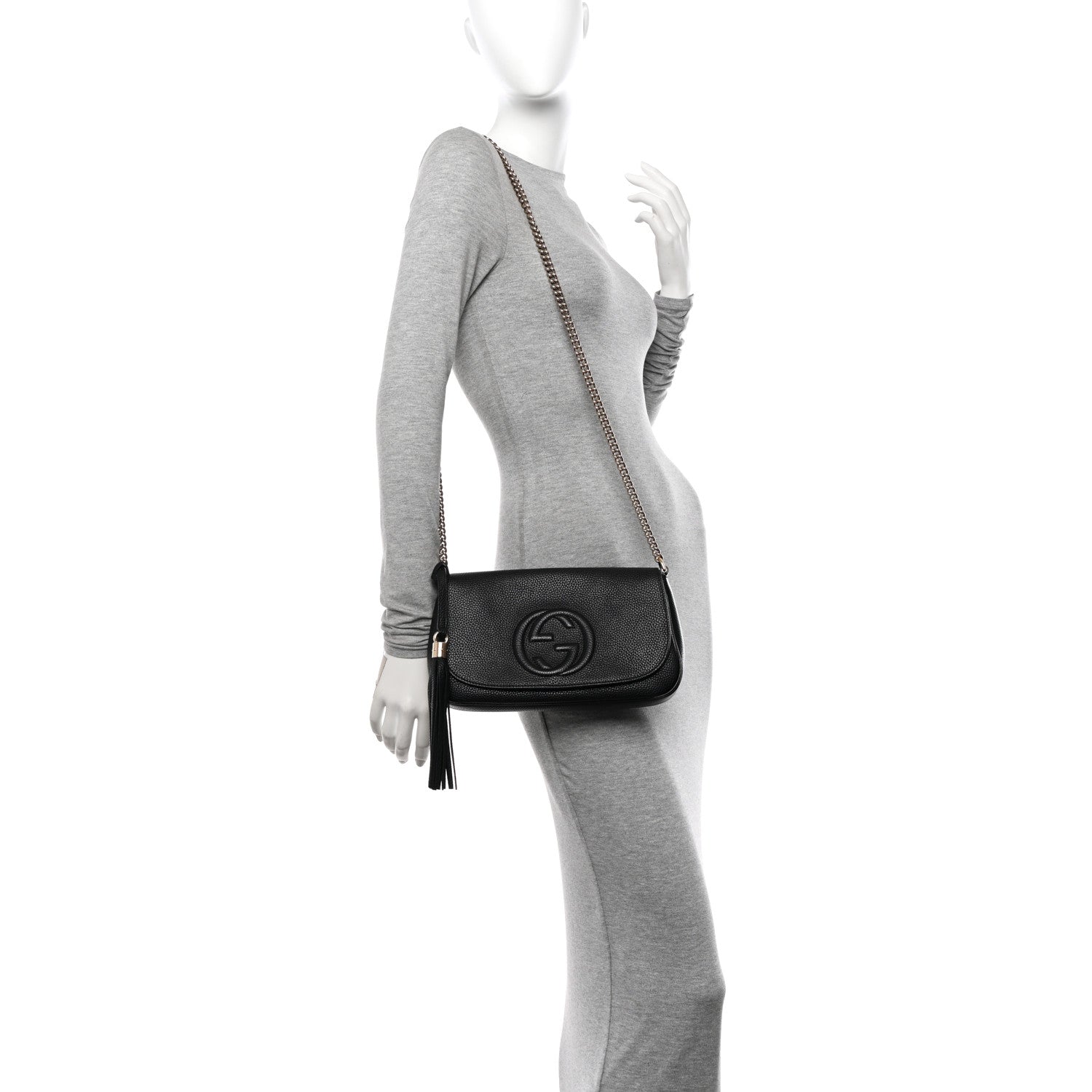 Gucci Pebbled Calfskin Medium Soho Flap Crossbody Black 2 of 11