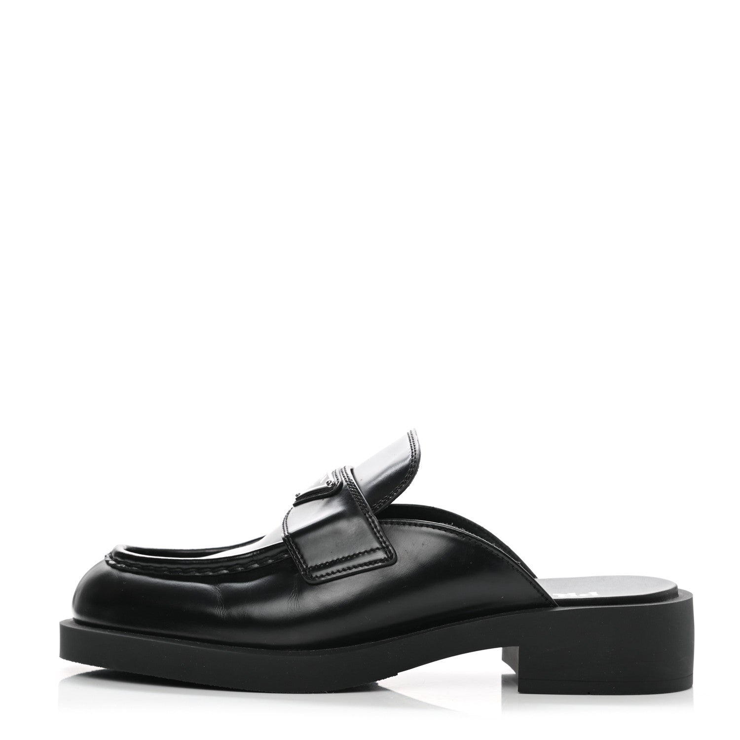 Prada Spazzolato Triangle 40mm Loafer Mules 40 Black 1 of 9
