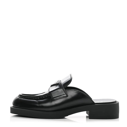 Prada Spazzolato Triangle 40mm Loafer Mules 40 Black 1 of 9