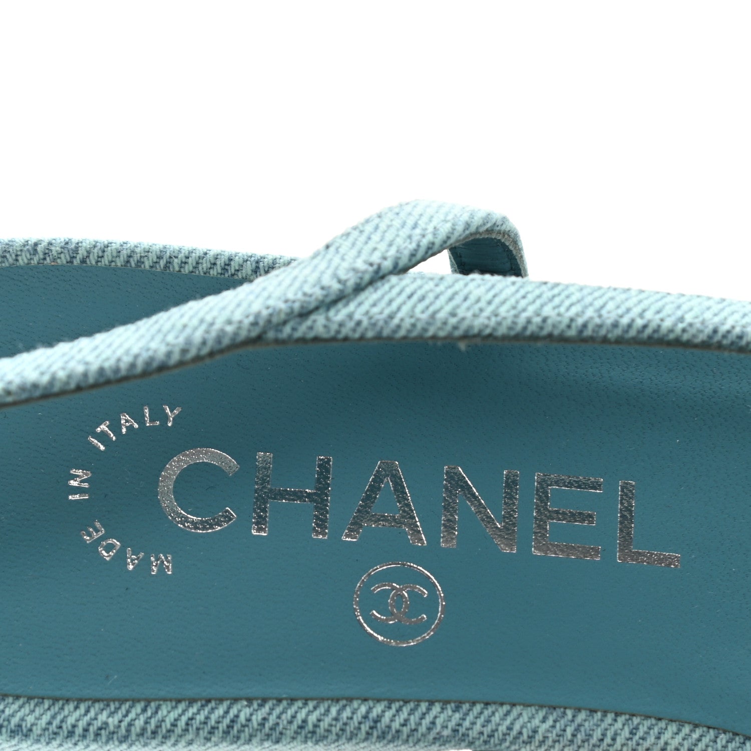 Chanel Denim Cap Toe CC Slingback Flats 38 Blue 7 of 8