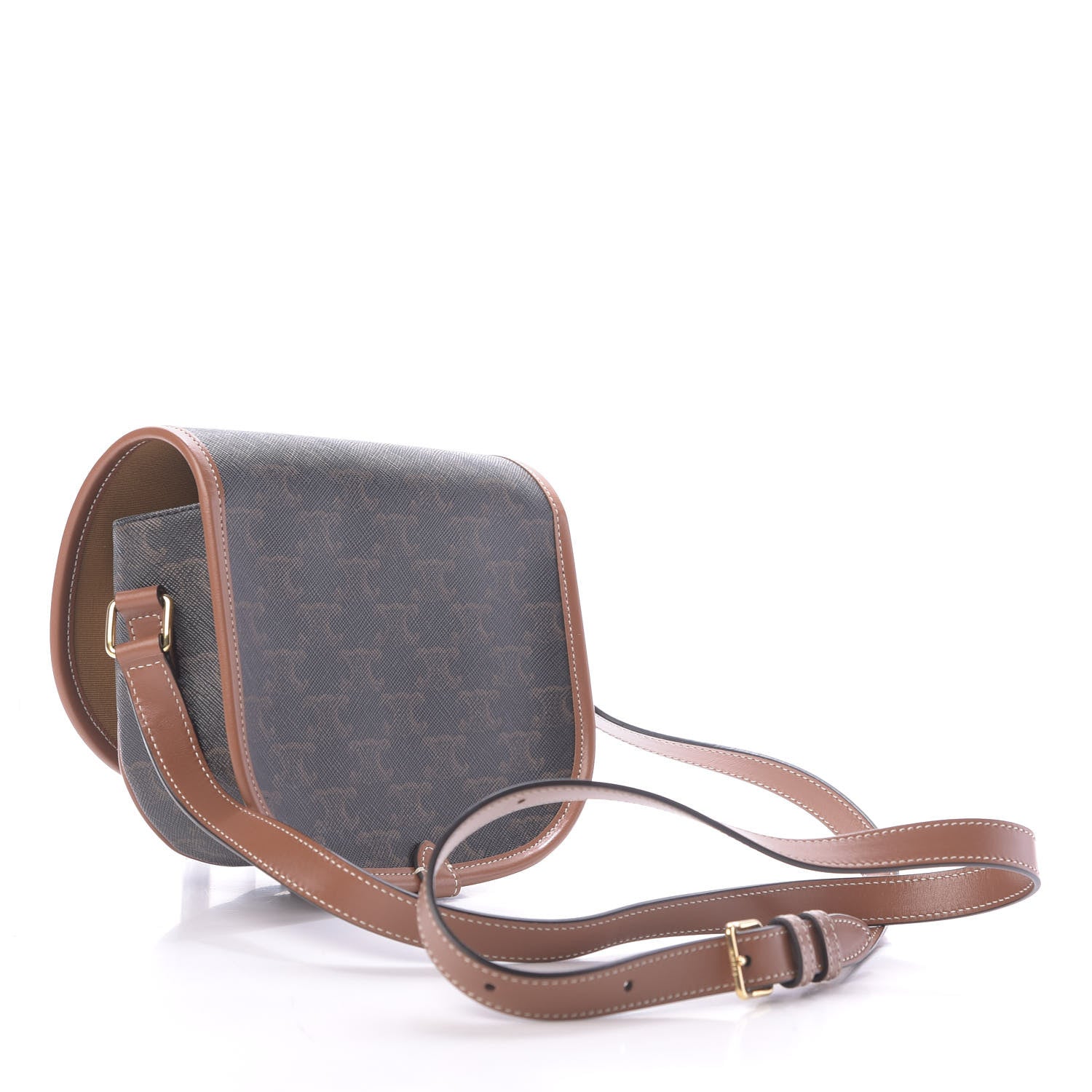 Celine Triomphe Canvas Medium Folco Bag Tan 3 of 9