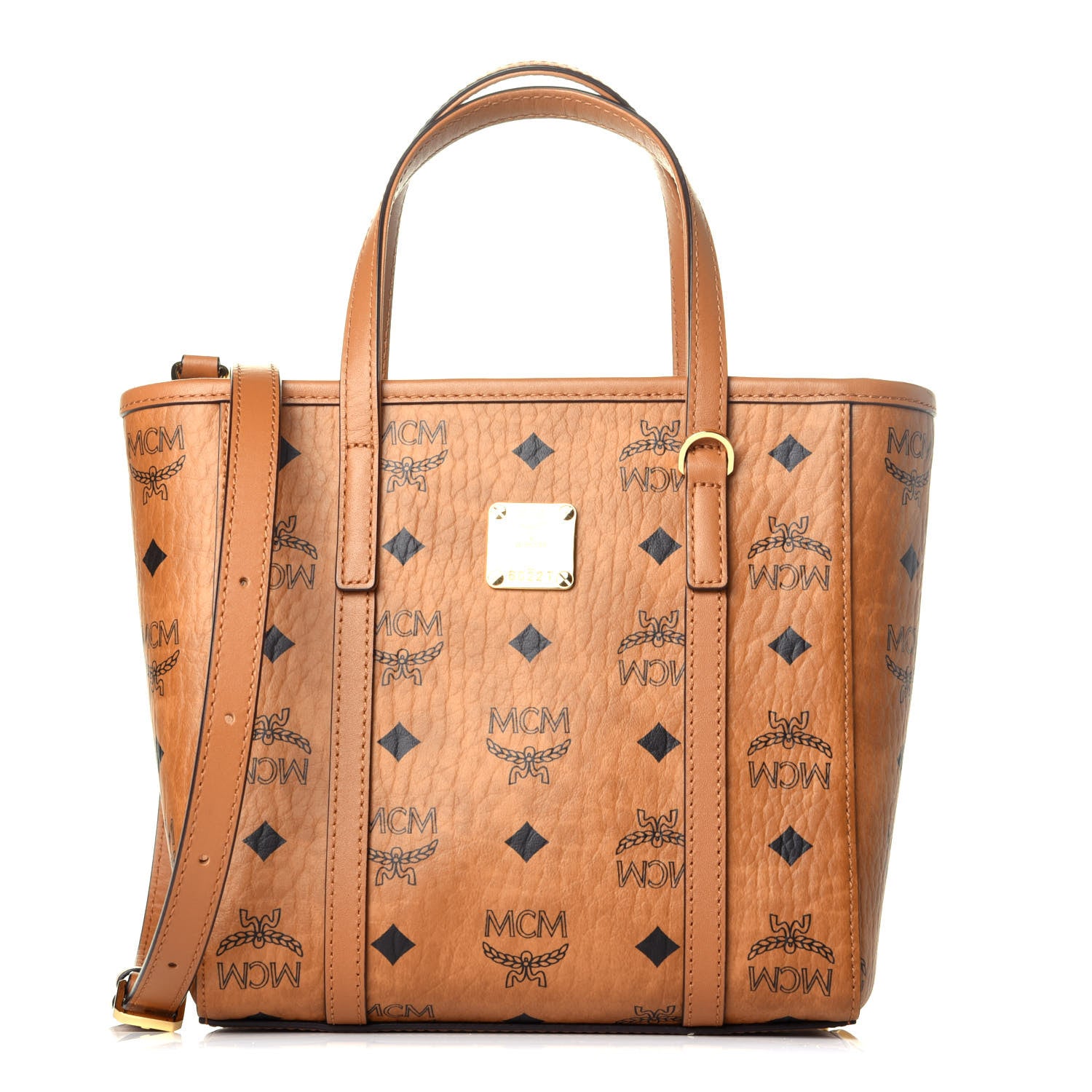 MCM Visetos Mini Toni Shopper Tote Cognac 761437 – FASHIONPHILE