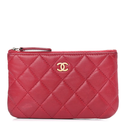 Chanel Lambskin Quilted Small Cosmetic Case Red 1 of 8
