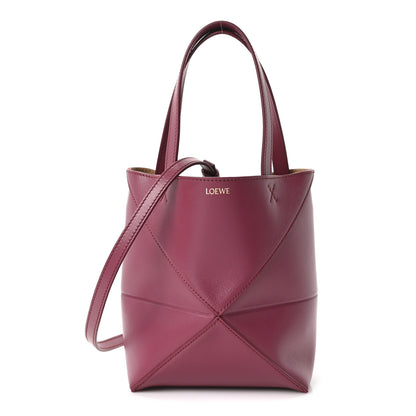 Loewe Shiny Calfskin Mini Puzzle Fold Tote Dark Burgundy 1 of 8