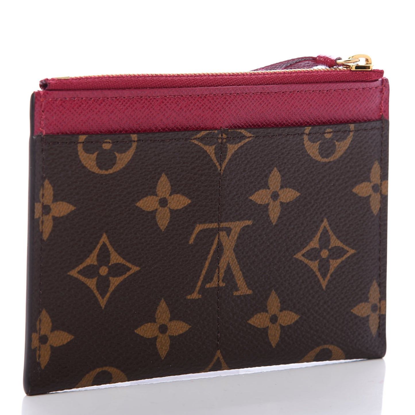 Monogram Zipped Card Holder Fuchsia