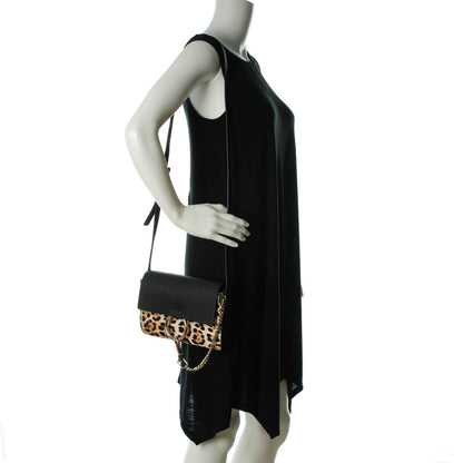 Chloe Calfskin Pony Hair Leopard Print Small Faye Shoulder Bag Abstract White 2 of 7