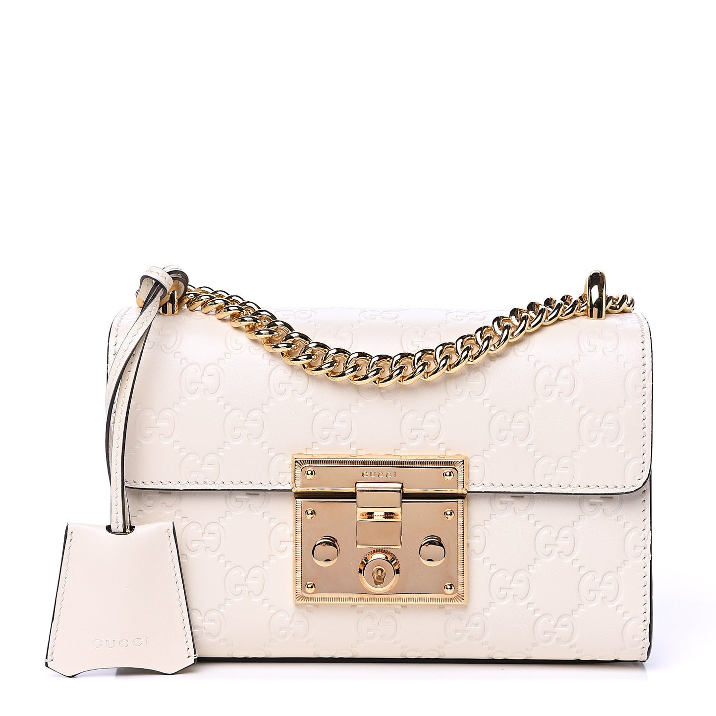 Guccissima Small Padlock Shoulder Bag White