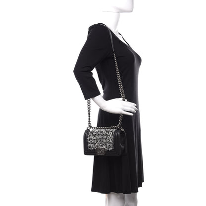 Chanel Tweed Calfskin Small Boy Flap Black 2 of 14