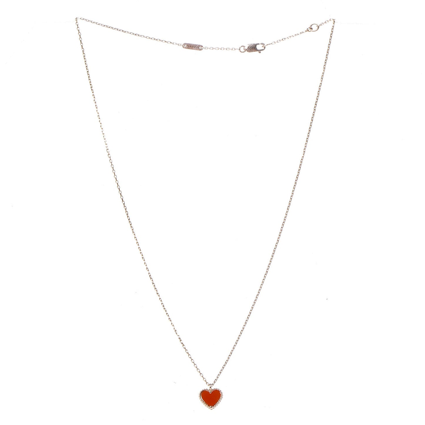 18K Rose Gold Carnelian Sweet Alhambra Heart Pendant Necklace