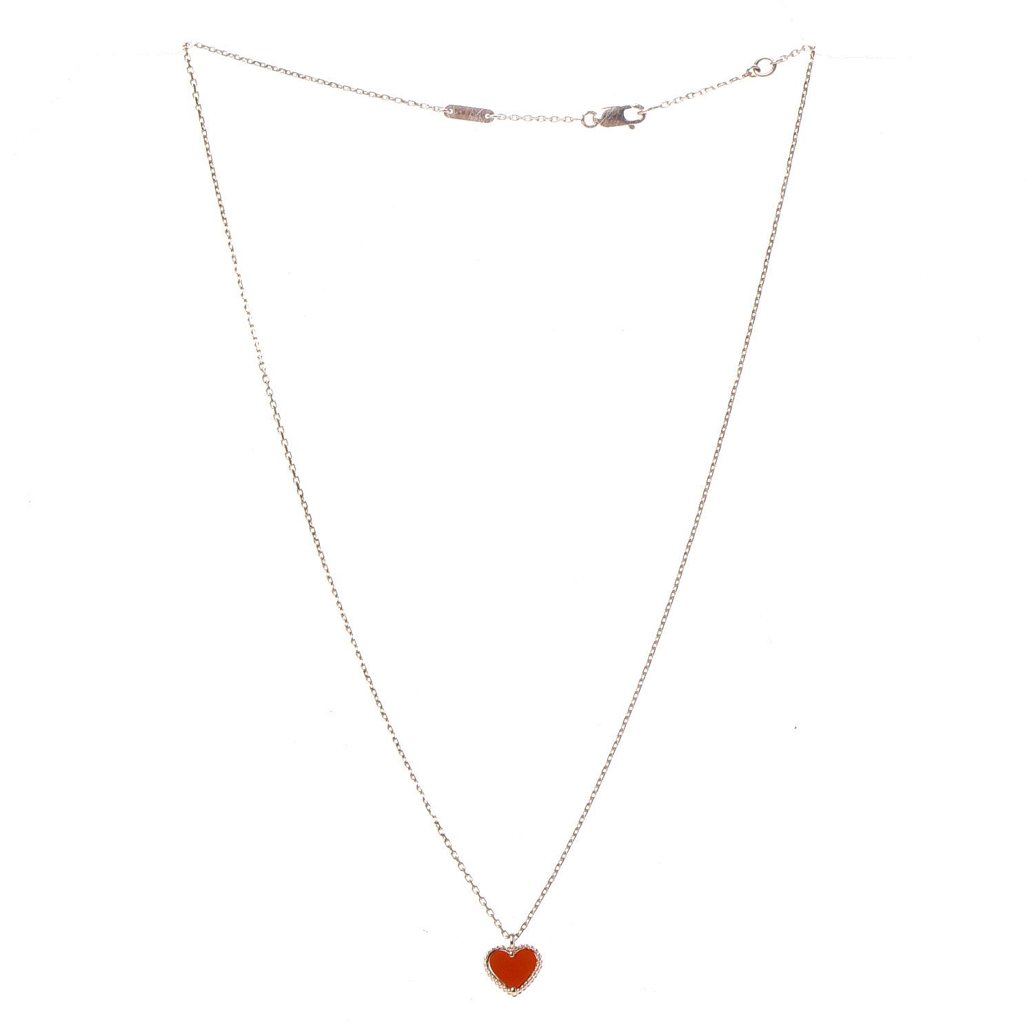 Van Cleef & Arpels 18K Rose Gold Carnelian Sweet Alhambra Heart Pendant Necklace 3 of 8