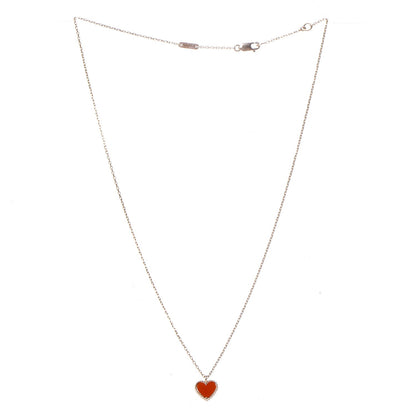 Van Cleef & Arpels 18K Rose Gold Carnelian Sweet Alhambra Heart Pendant Necklace 3 of 8