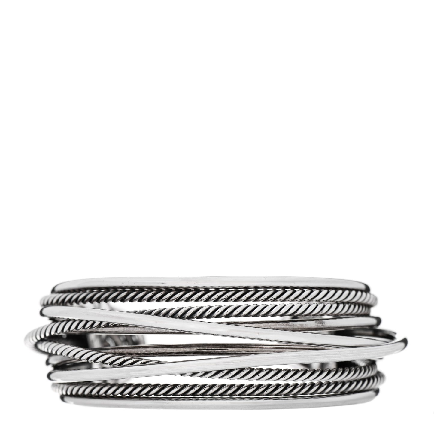 Sterling Silver Wide Crossover Cuff Bracelet