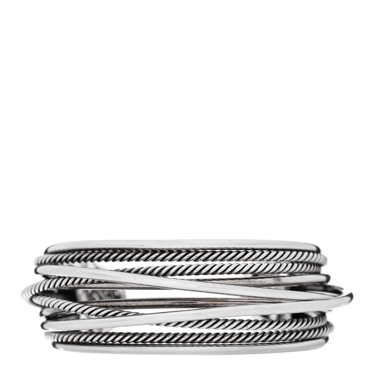 David Yurman Sterling Silver Wide Crossover Cuff Bracelet 1 of 3