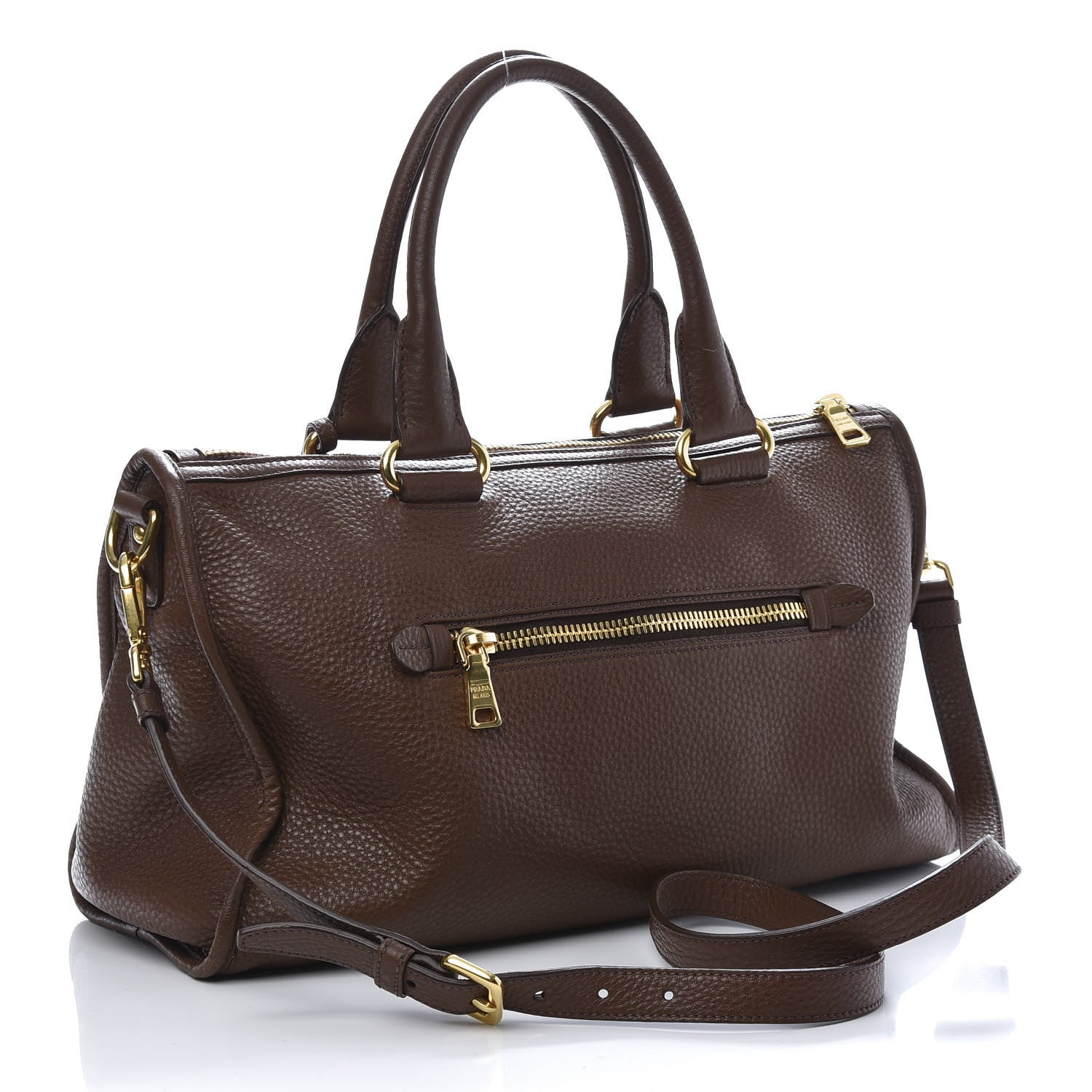 Prada Vitello Daino Shopping Satchel Palissandro 3 of 10