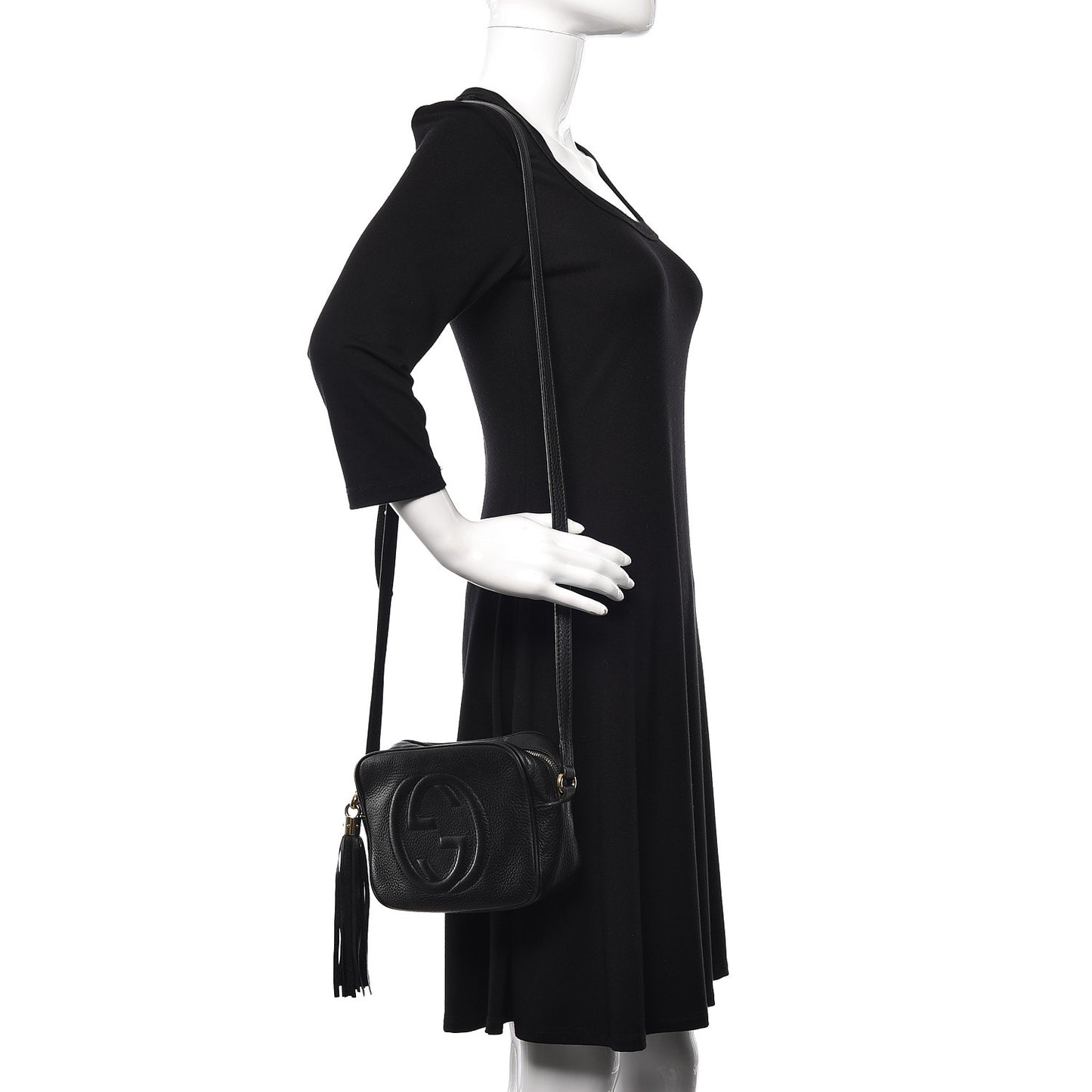Pebbled Calfskin Small Soho Disco Bag Black