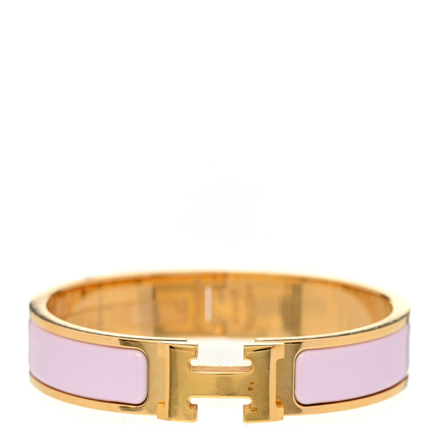Hermes Enamel Narrow Clic Clac H Bracelet PM Rose Dragee 1 of 5