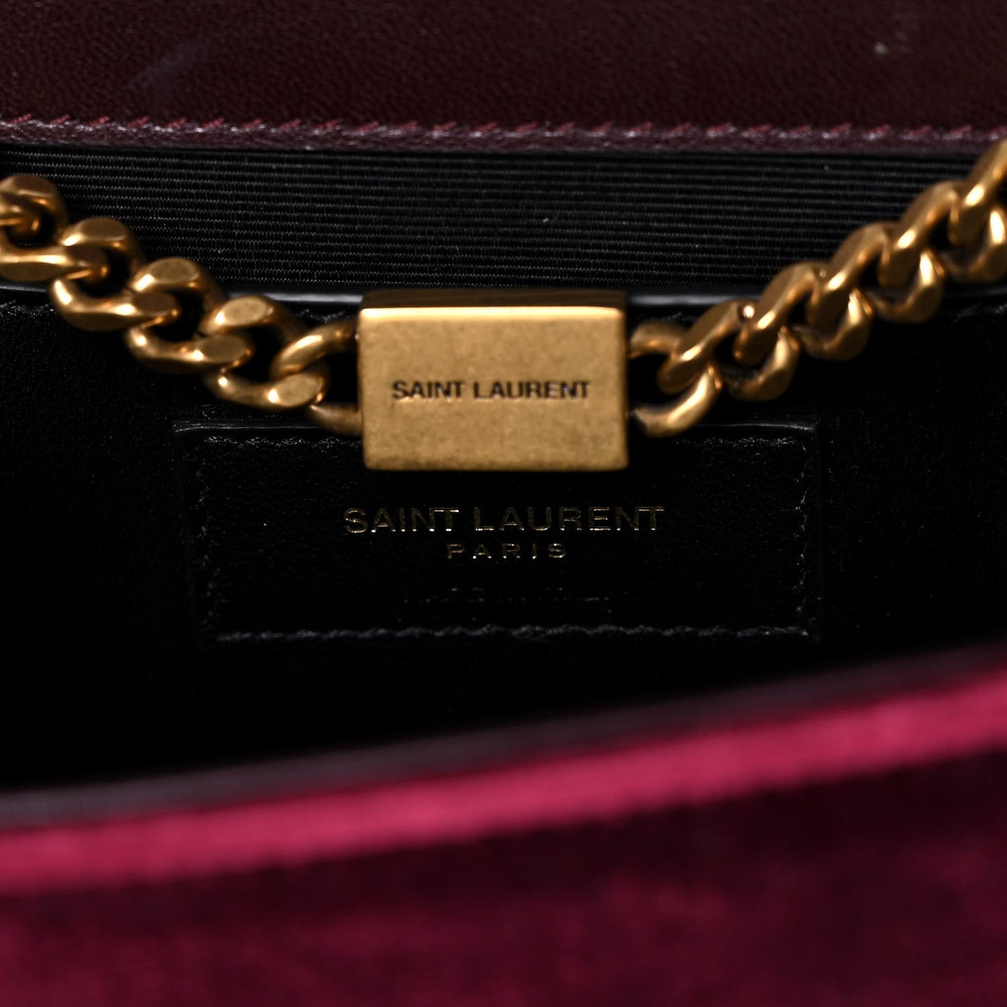 Velvet Small Classic Monogram Kate Tassel Satchel Burgundy