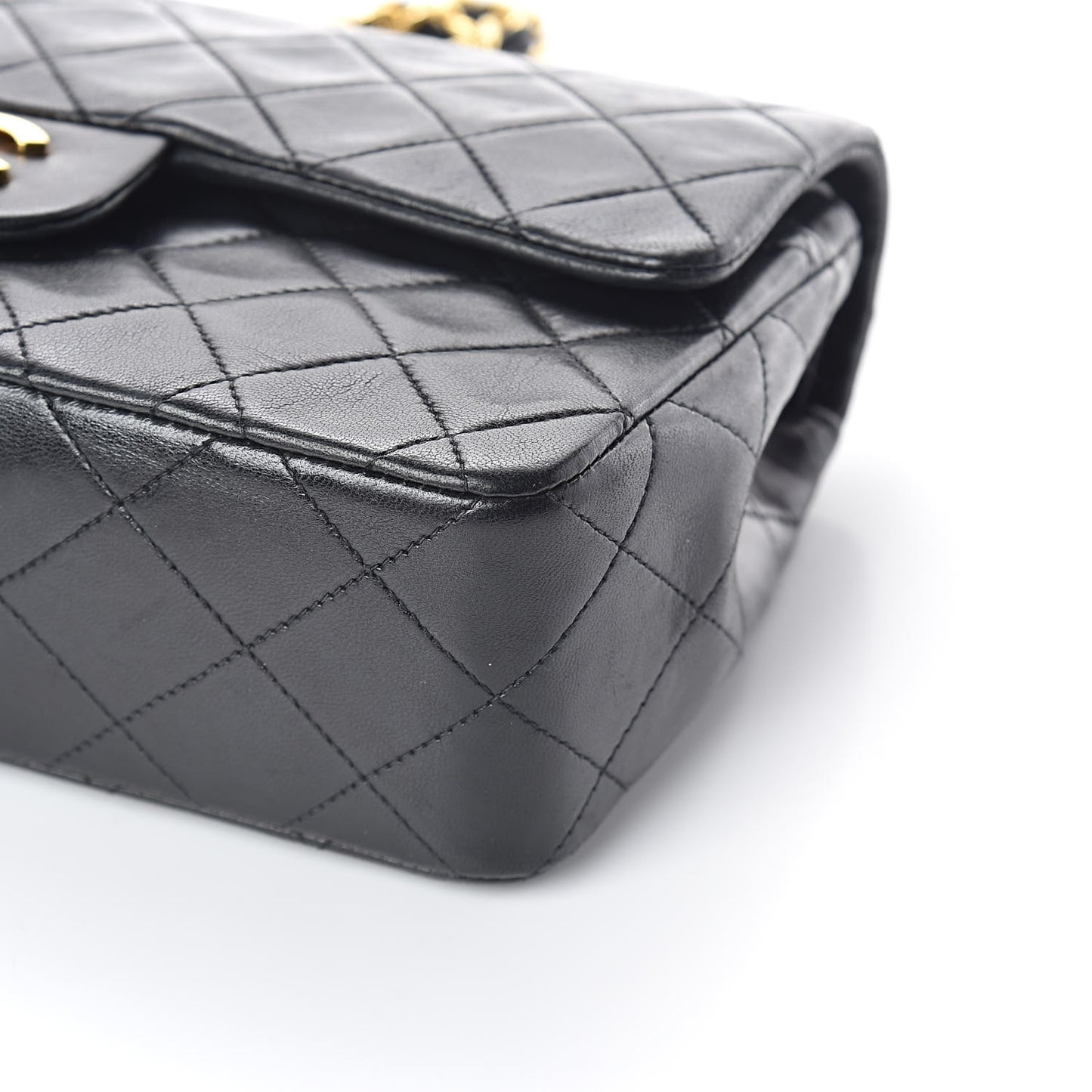 Lambskin Quilted Small Double Flap Black
