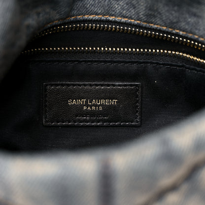 Saint Laurent Denim Quilted Toy Loulou Puffer Monogram Chain Satchel Blue Cinnamon 6 of 12
