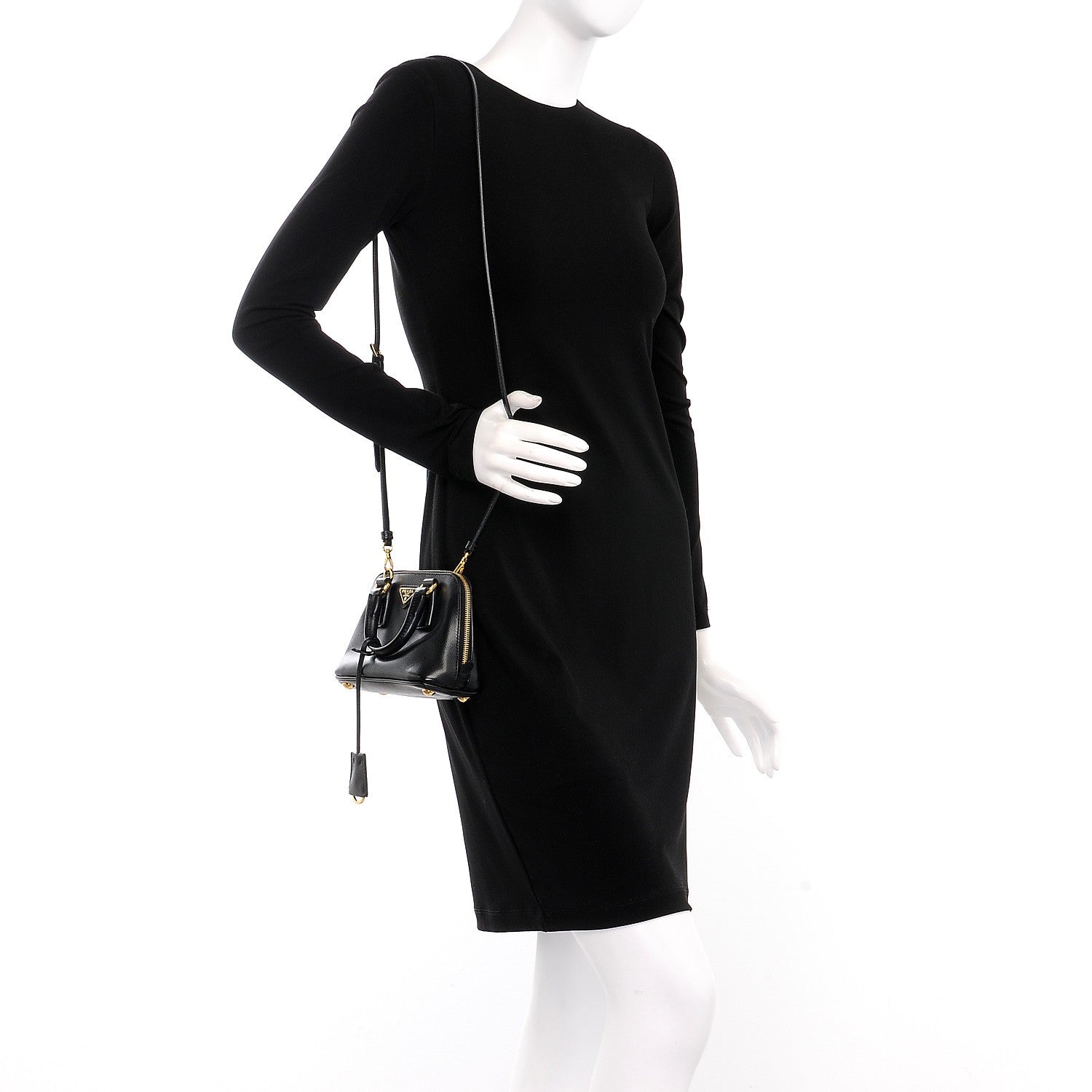 Prada Saffiano Lux Mini Promenade Tote Black 2 of 9