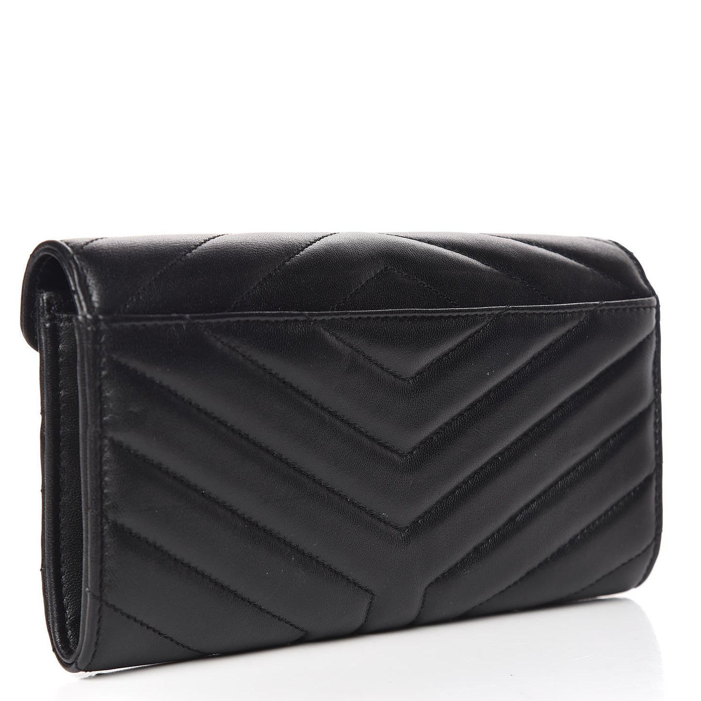 Lambskin Y Quilted Monogram Large Loulou Flap Wallet Black