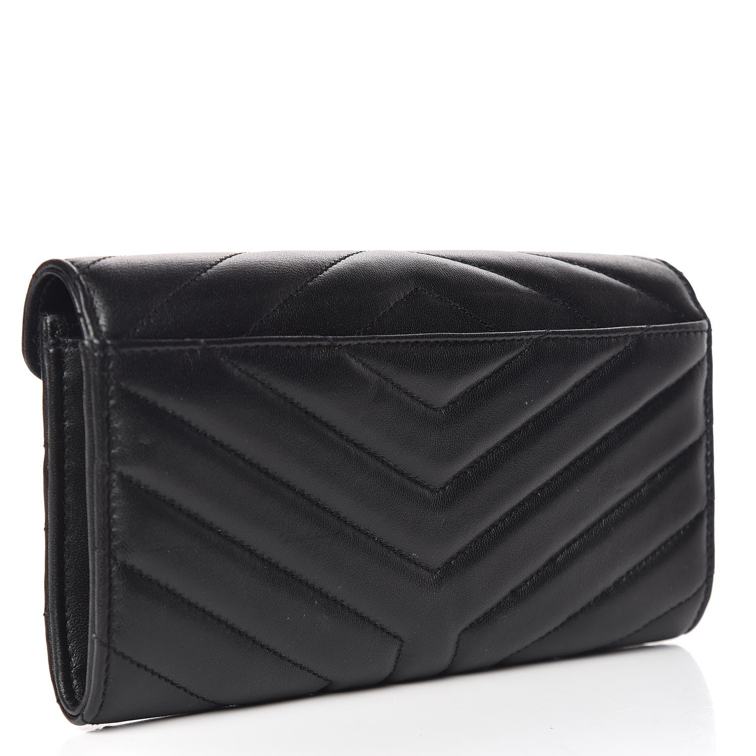 Saint Laurent Lambskin Y Quilted Monogram Large Loulou Flap Wallet Black 3 of 9