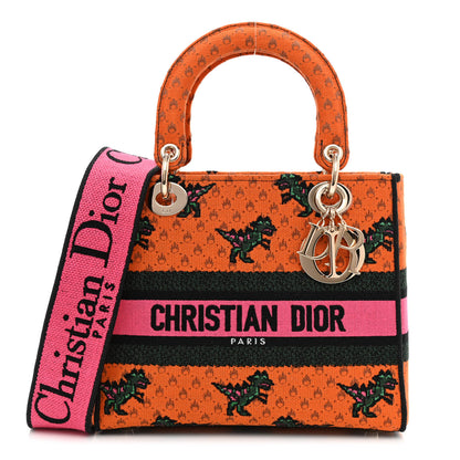 Christian Dior Canvas Embroidered Dino Medium Lady D-Lite Orange Multicolor 1 of 10