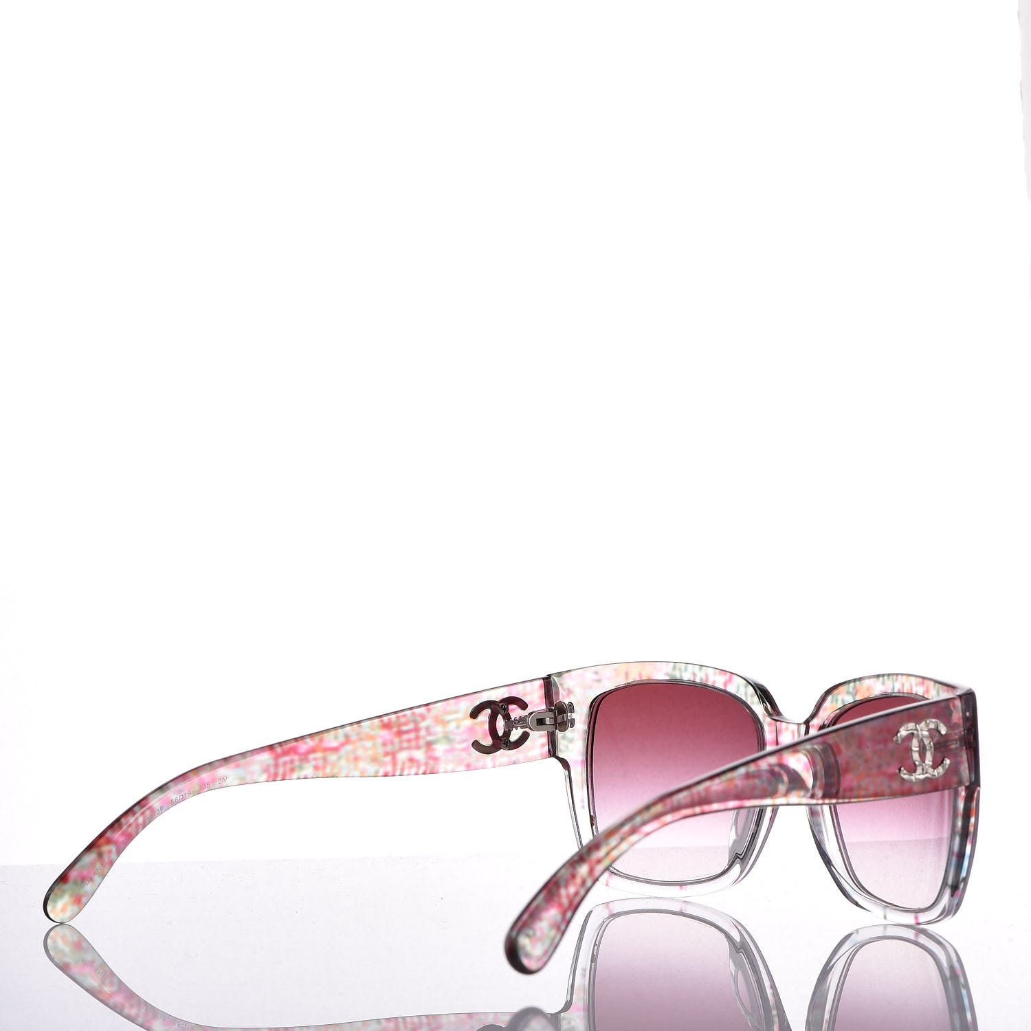 Chanel Acetate Multicolor Tweed CC Sunglasses 5220 Pink 4 of 8