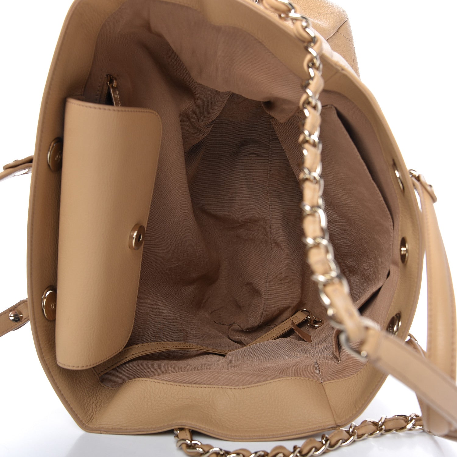 Chanel Bullskin Stitched Medium Shopping Bag Beige 5 of 11